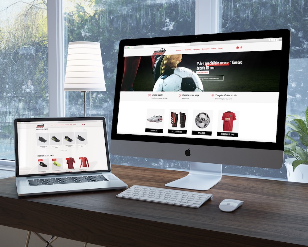 conception boutique en ligne soccer quebec influence sport site web