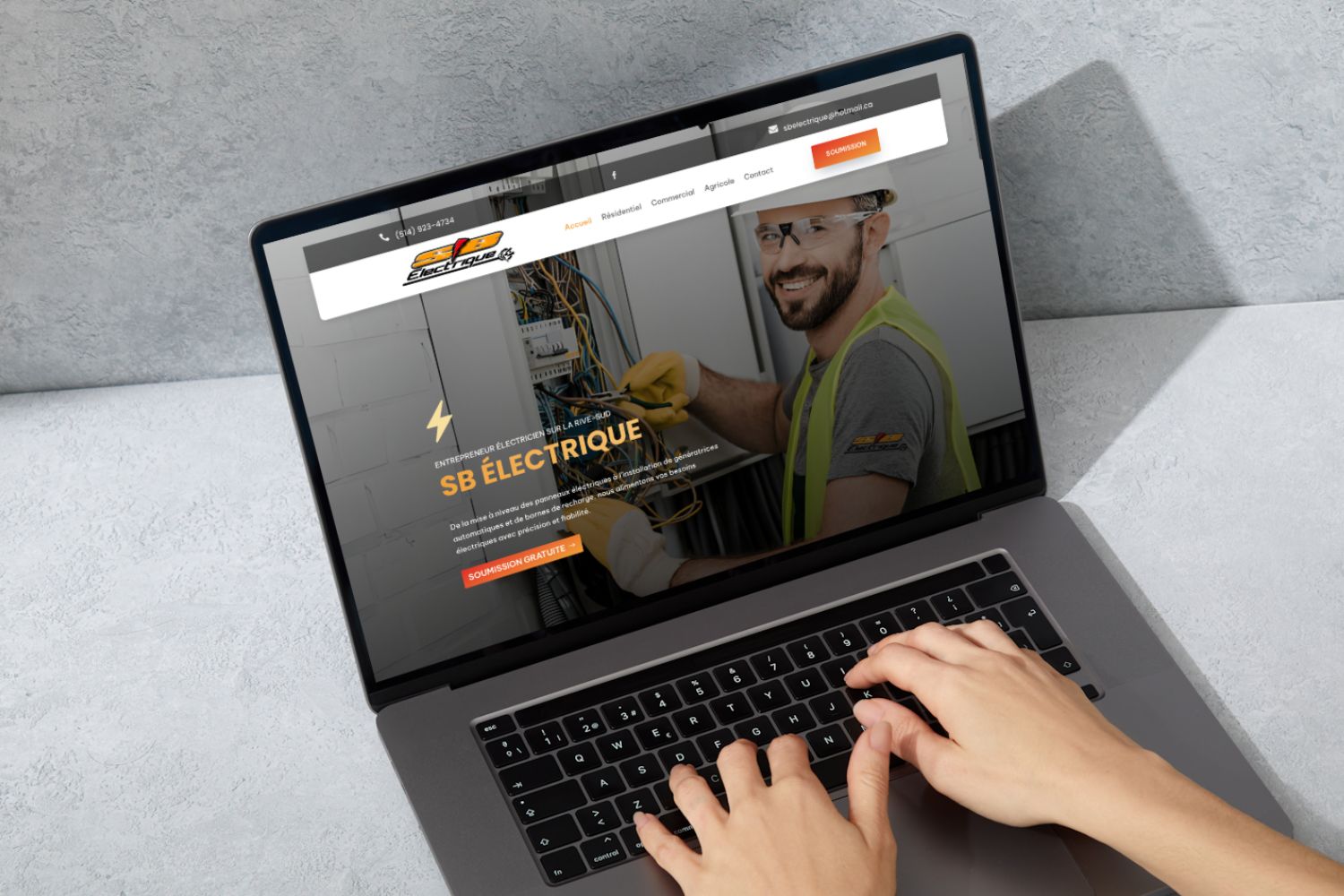 conception site electricien sb electrique conception site web aci asphalte quebec